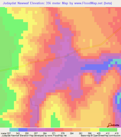 Judaydat Nawwaf,Syria Elevation Map