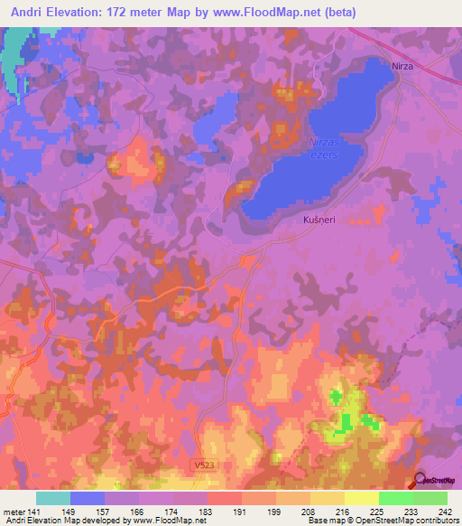Andri,Latvia Elevation Map