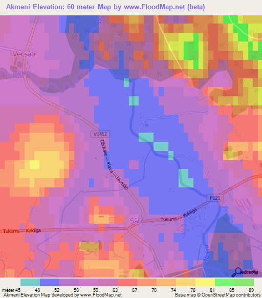 Akmeni,Latvia Elevation Map