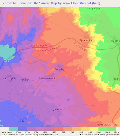 Zarndzha,Armenia Elevation Map