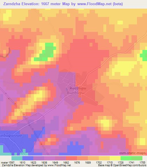 Zarndzha,Armenia Elevation Map