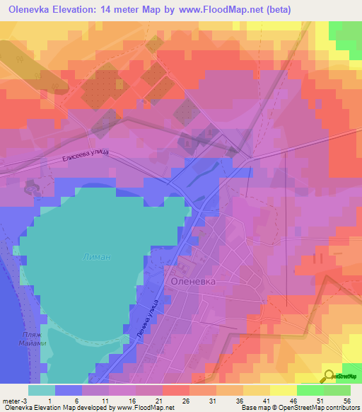 Olenevka,Ukraine Elevation Map