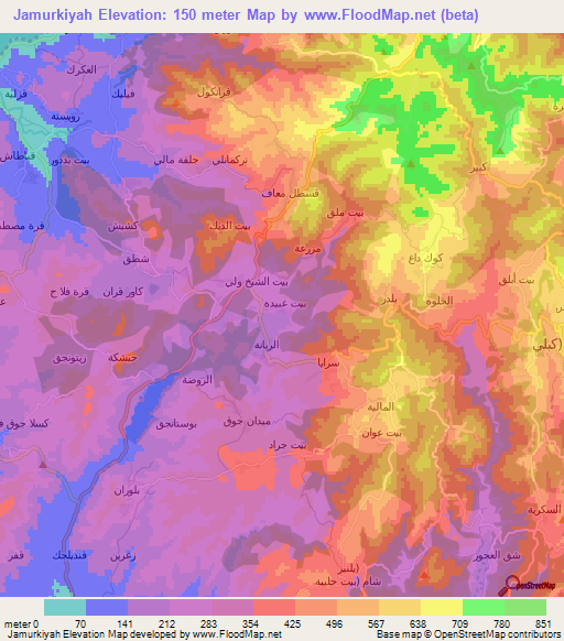Jamurkiyah,Syria Elevation Map