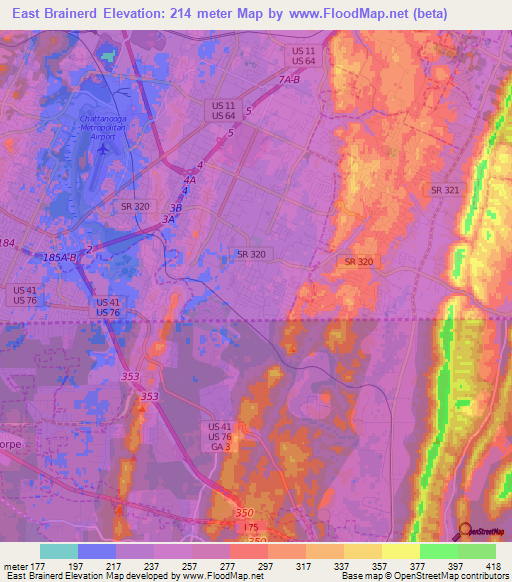 East Brainerd,US Elevation Map