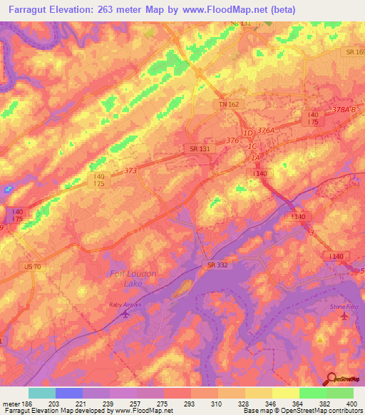 Farragut,US Elevation Map