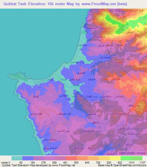 Qubbat Tash,Syria Elevation Map