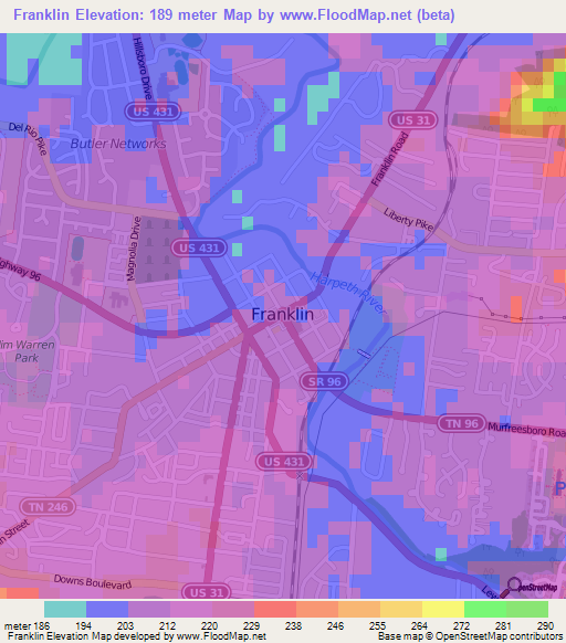 Franklin,US Elevation Map