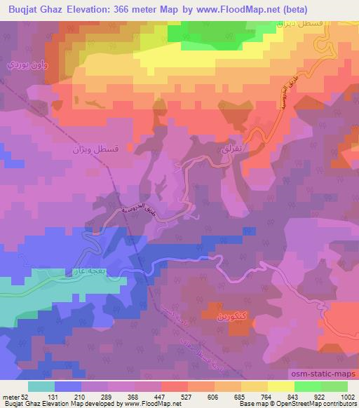 Buqjat Ghaz,Syria Elevation Map