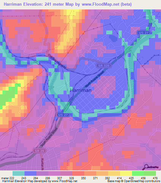 Harriman,US Elevation Map