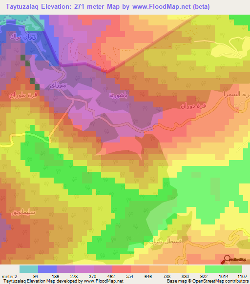 Taytuzalaq,Syria Elevation Map