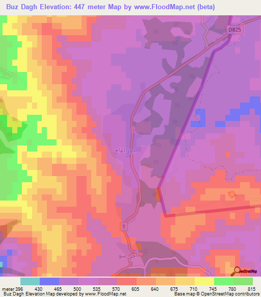 Buz Dagh,Syria Elevation Map