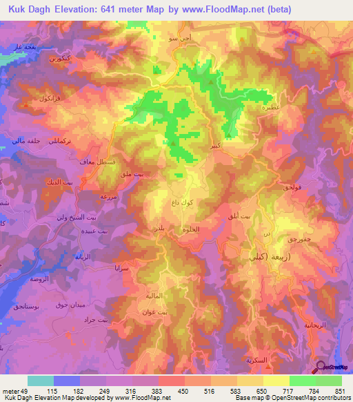 Kuk Dagh,Syria Elevation Map