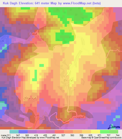 Kuk Dagh,Syria Elevation Map