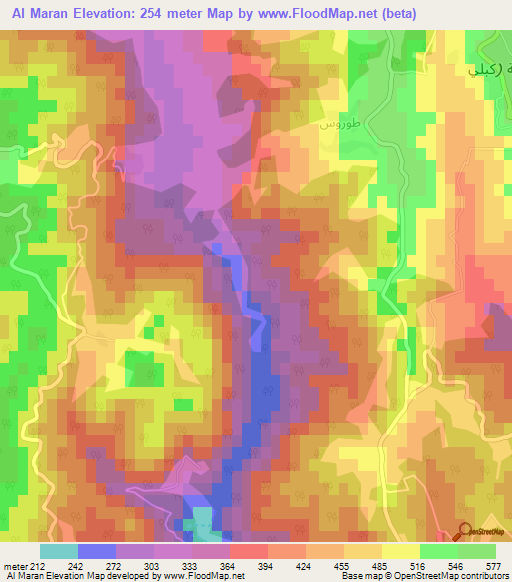 Al Maran,Syria Elevation Map