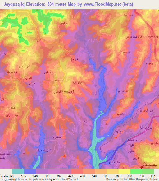 Jayquzajiq,Syria Elevation Map