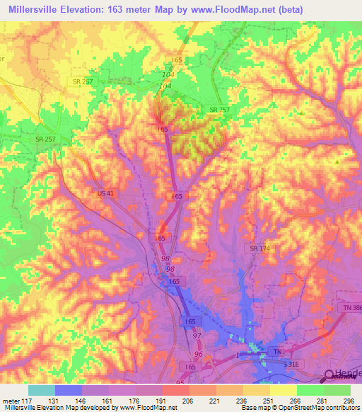 Millersville,US Elevation Map