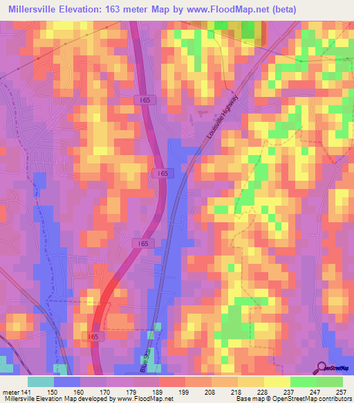 Millersville,US Elevation Map