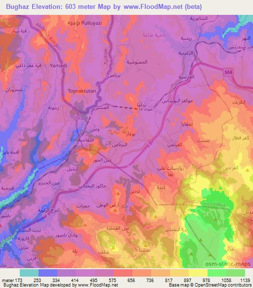 Bughaz,Syria Elevation Map