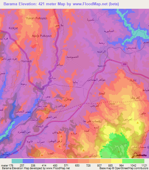 Barama,Syria Elevation Map