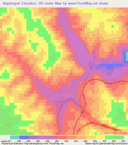 Raytaniyah,Syria Elevation Map