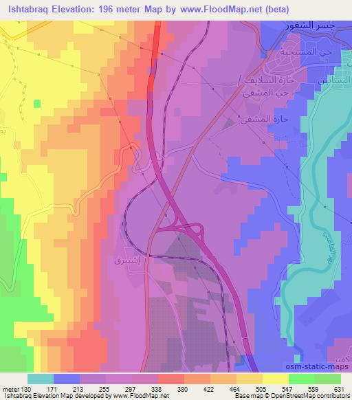Ishtabraq,Syria Elevation Map