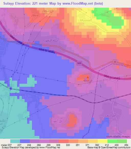 Sulayy,Syria Elevation Map