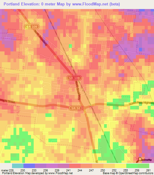 Portland,US Elevation Map