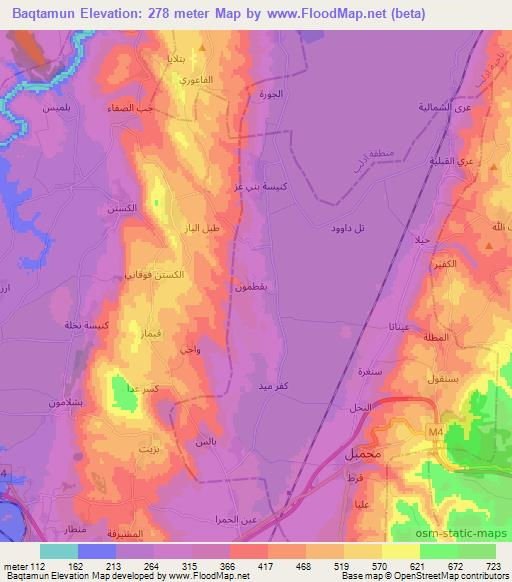 Baqtamun,Syria Elevation Map