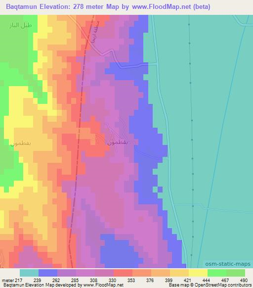 Baqtamun,Syria Elevation Map