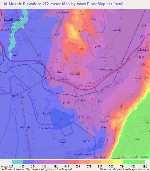 Al Mushir,Syria Elevation Map
