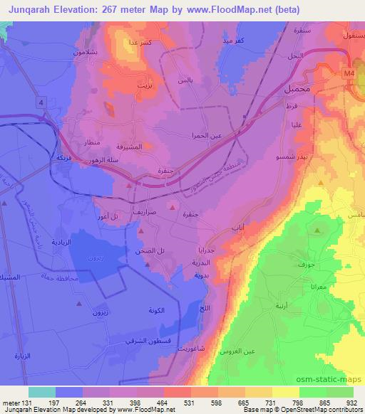 Junqarah,Syria Elevation Map