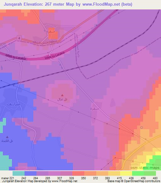 Junqarah,Syria Elevation Map