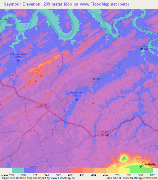 Seymour,US Elevation Map