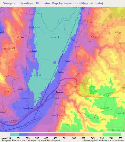 Sanqarah,Syria Elevation Map