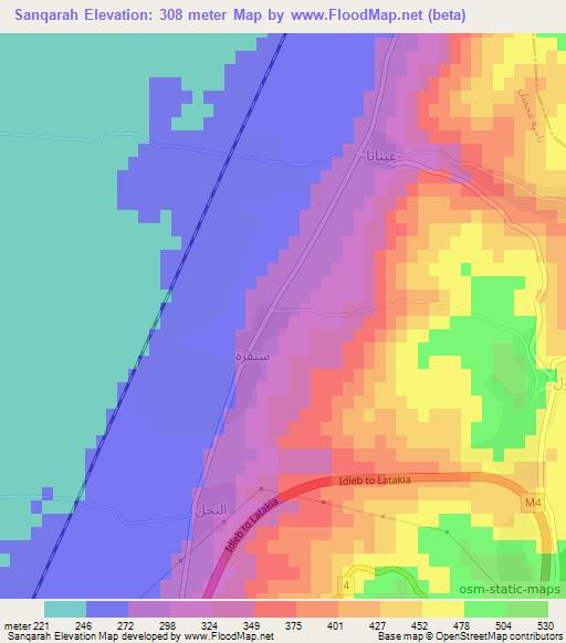 Sanqarah,Syria Elevation Map