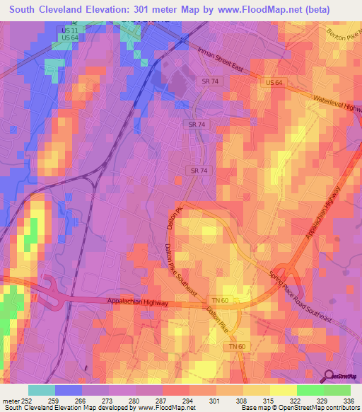 South Cleveland,US Elevation Map