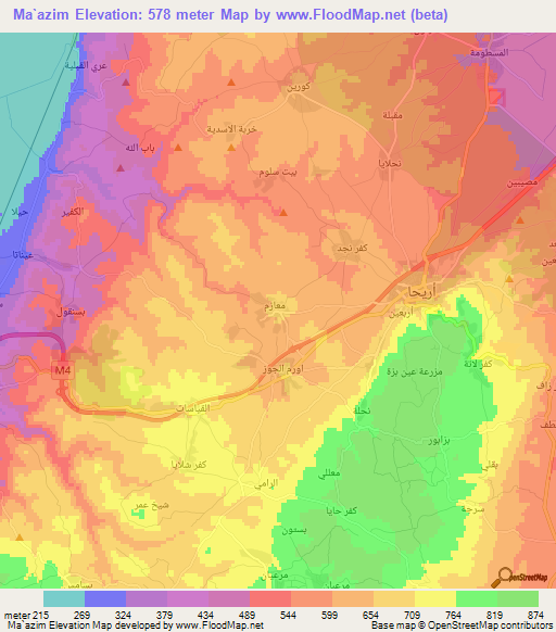 Ma`azim,Syria Elevation Map