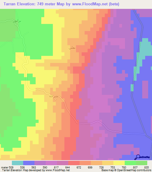 Tarran,Syria Elevation Map
