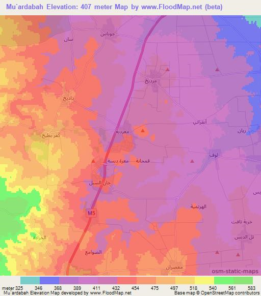 Mu`ardabah,Syria Elevation Map