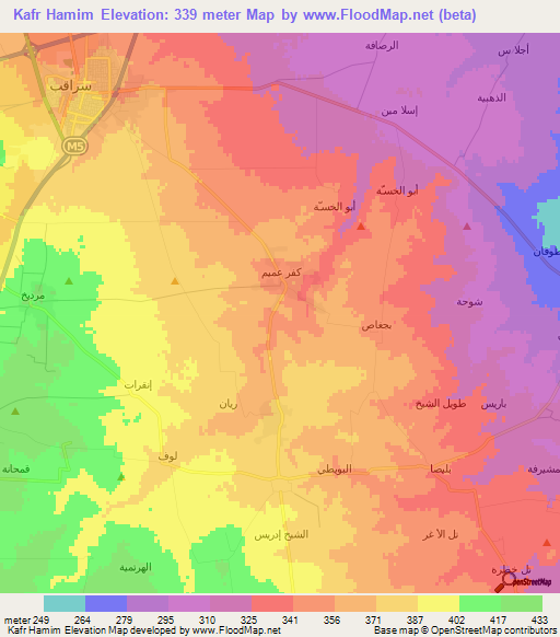 Kafr Hamim,Syria Elevation Map