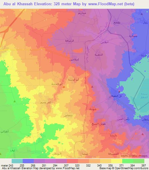 Abu al Khassah,Syria Elevation Map