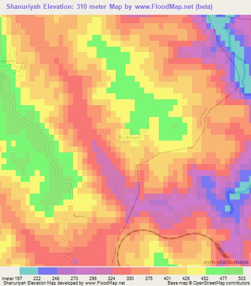 Shanuriyah,Syria Elevation Map