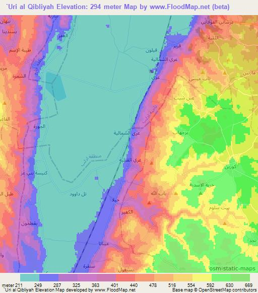 `Uri al Qibliyah,Syria Elevation Map