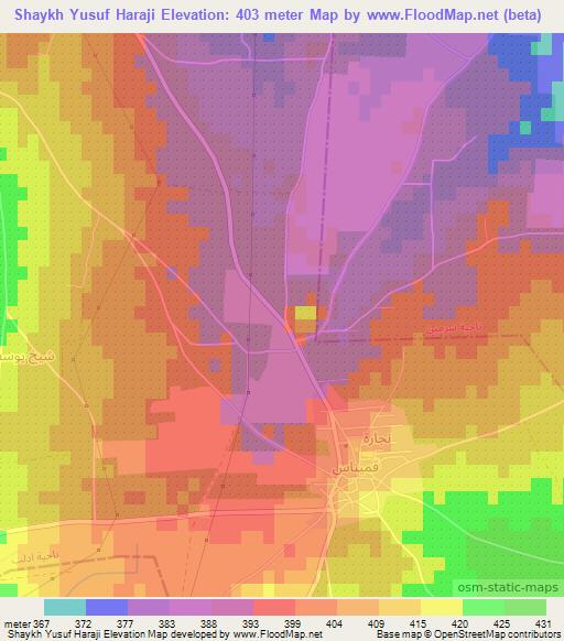 Shaykh Yusuf Haraji,Syria Elevation Map