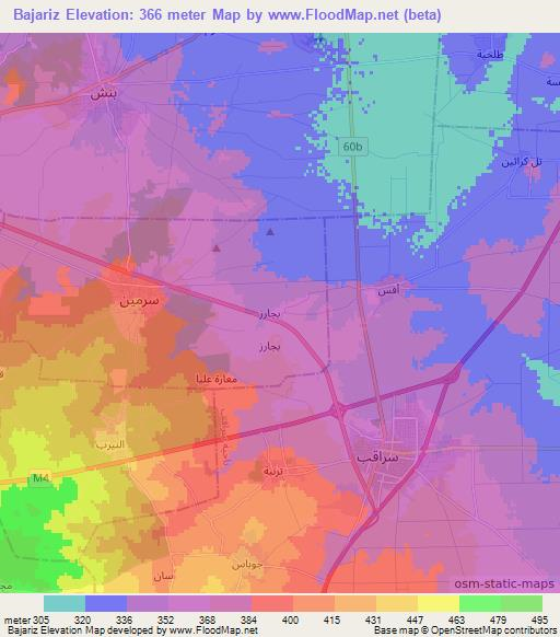Bajariz,Syria Elevation Map