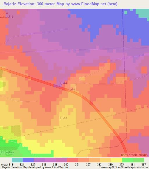 Bajariz,Syria Elevation Map