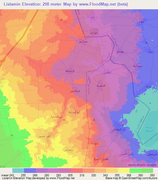 Lislamin,Syria Elevation Map
