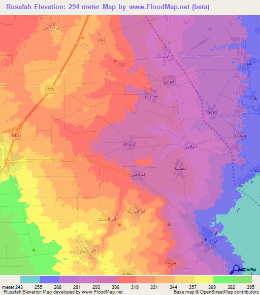 Rusafah,Syria Elevation Map