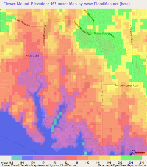 Flower Mound,US Elevation Map