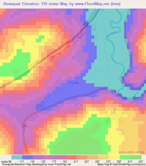 Ruwaysat,Syria Elevation Map